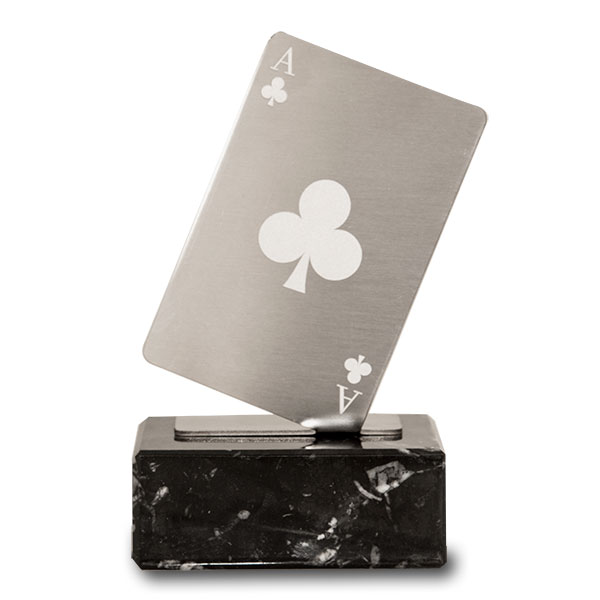 Trofeo cartas póker acero