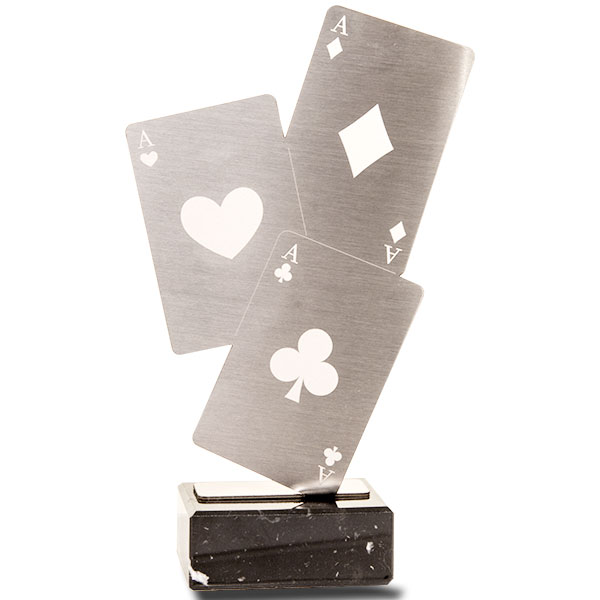 Trofeo cartas póker acero