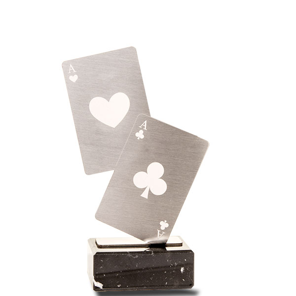 Trofeo cartas póker acero